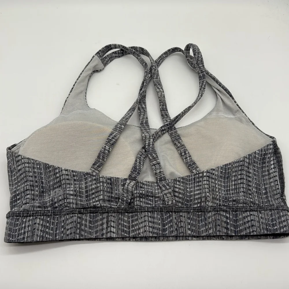 Lululemon Energy Sports Bra 4 Power Luxtreme Arrow Jacquard Silver Spoon Size 8 - Picture 5 of 7